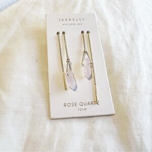 Jax Kelly Rose Quartz Threader Gold Earrings